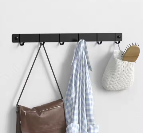 Coat Hooks Wall Mount Coat Rack With Black Metal Shelf
