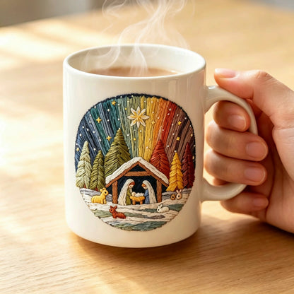 The Manger Night Under Starry Hues Stoneware Coffee Mug,17 oz