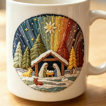 The Manger Night Under Starry Hues Stoneware Coffee Mug,17 oz